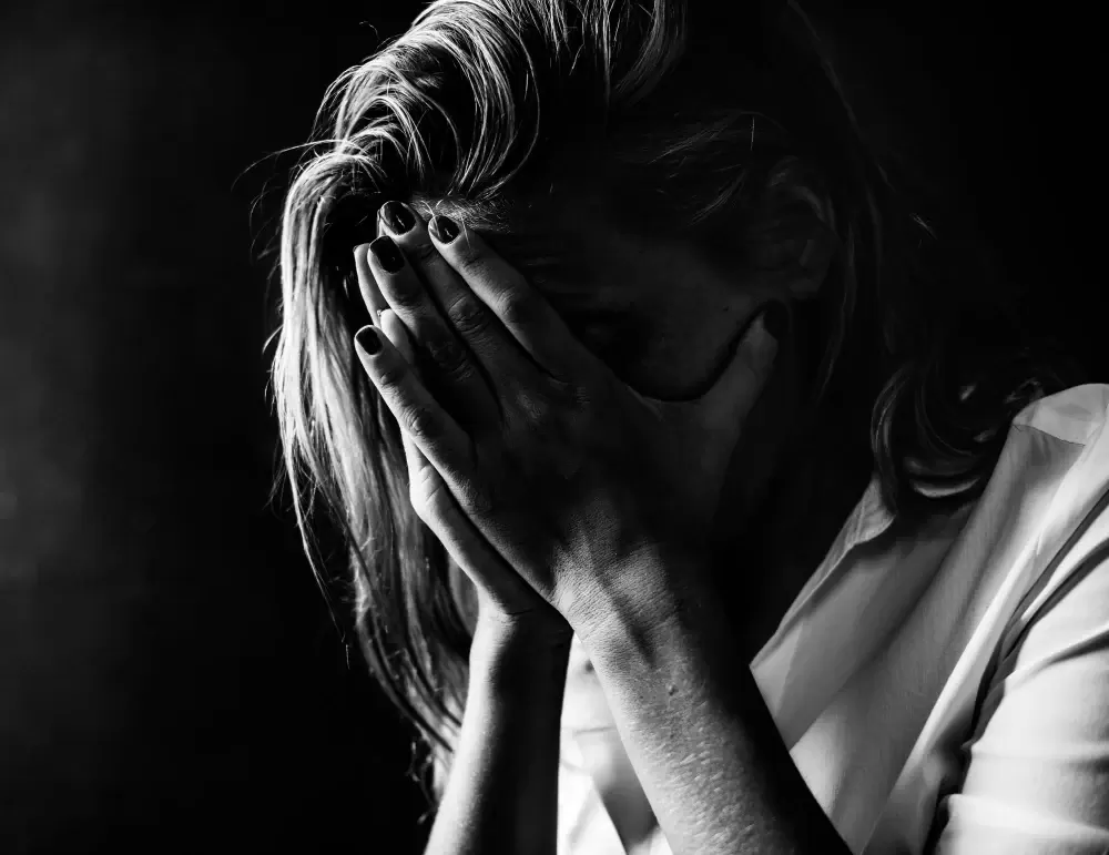 Black and White Portrait of a Person Coping with Depression