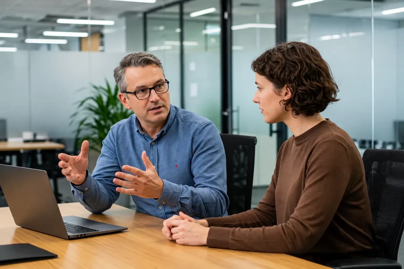 Manager discussing mental health support with an employee