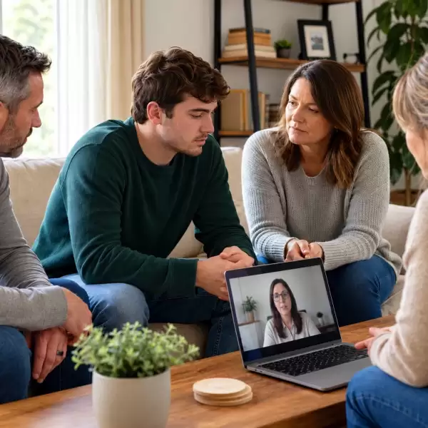 A family in an addiction recovery consultation